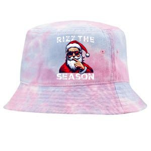 Rizz The Season Funny Santa Joke White Elephant Christmas Tie-Dyed Bucket Hat