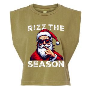 Rizz The Season Funny Santa Joke White Elephant Christmas Garment-Dyed Women's Muscle Tee