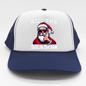 Rizz The Season Funny Santa Joke White Elephant Christmas Trucker Hat