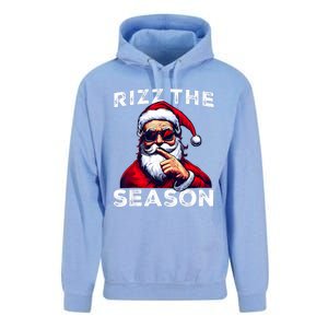 Rizz The Season Funny Santa Joke White Elephant Christmas Unisex Surf Hoodie