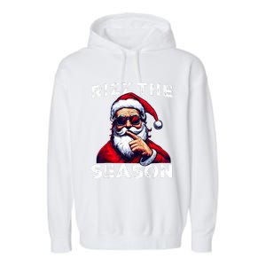 Rizz The Season Funny Santa Joke White Elephant Christmas Garment-Dyed Fleece Hoodie