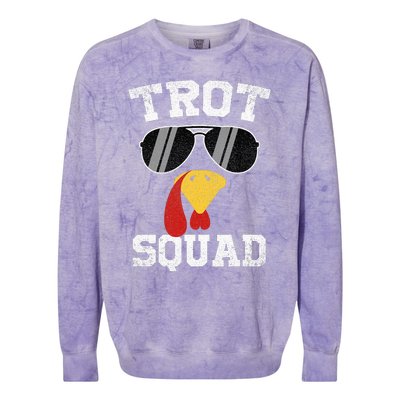 Running Turkey Sunglasses Trot Squad Thanksgiving Colorblast Crewneck Sweatshirt