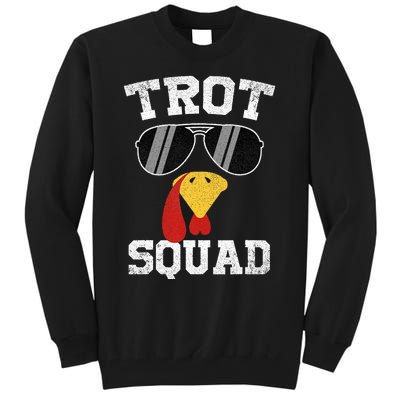 Running Turkey Sunglasses Trot Squad Thanksgiving Tall Sweatshirt