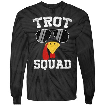 Running Turkey Sunglasses Trot Squad Thanksgiving Tie-Dye Long Sleeve Shirt