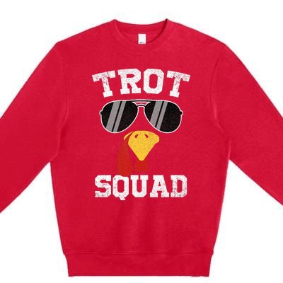 Running Turkey Sunglasses Trot Squad Thanksgiving Premium Crewneck Sweatshirt