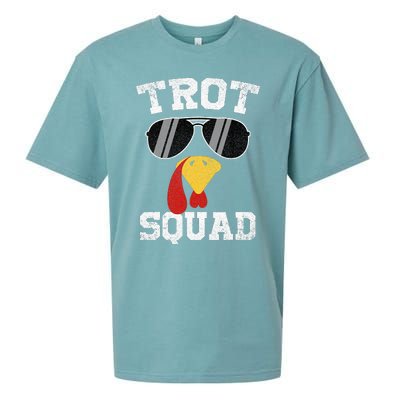 Running Turkey Sunglasses Trot Squad Thanksgiving Sueded Cloud Jersey T-Shirt