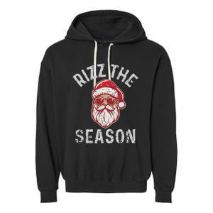 Rizz The Season Funny Santa Claus Christmas Garment-Dyed Fleece Hoodie