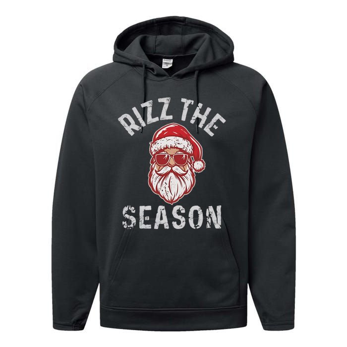 Rizz The Season Funny Santa Claus Christmas Performance Fleece Hoodie