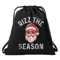 Rizz The Season Funny Santa Claus Christmas Drawstring Bag