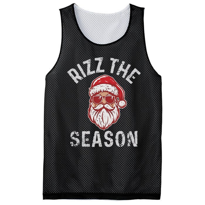 Rizz The Season Funny Santa Claus Christmas Mesh Reversible Basketball Jersey Tank