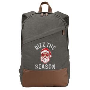 Rizz The Season Funny Santa Claus Christmas Cotton Canvas Backpack