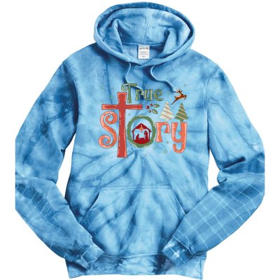 Retro True Story Jesus Christmas Nativity Scene Christian Tie Dye Hoodie