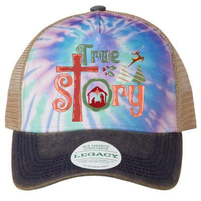 Retro True Story Jesus Christmas Nativity Scene Christian Legacy Tie Dye Trucker Hat