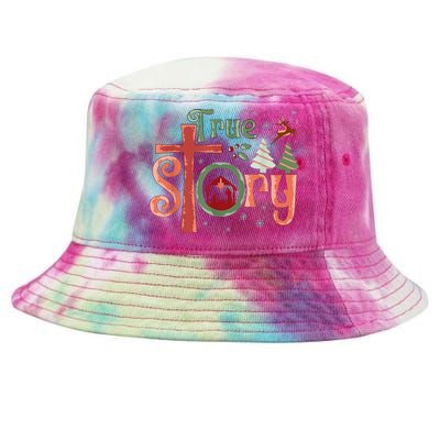 Retro True Story Jesus Christmas Nativity Scene Christian Tie-Dyed Bucket Hat