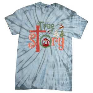 Retro True Story Jesus Christmas Nativity Scene Christian Tie-Dye T-Shirt