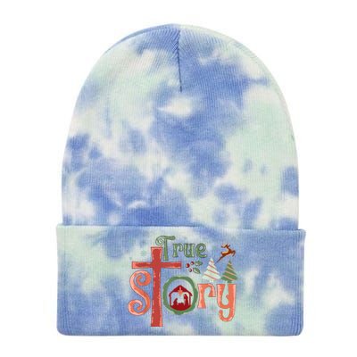 Retro True Story Jesus Christmas Nativity Scene Christian Tie Dye 12in Knit Beanie