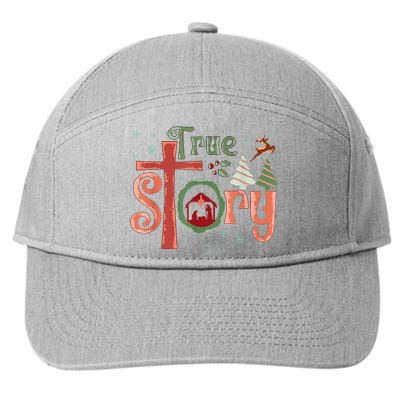 Retro True Story Jesus Christmas Nativity Scene Christian 7-Panel Snapback Hat