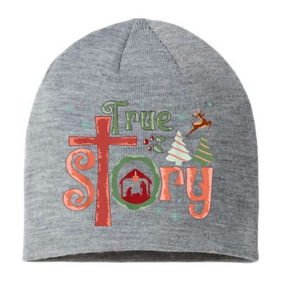 Retro True Story Jesus Christmas Nativity Scene Christian Sustainable Beanie