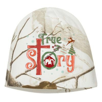 Retro True Story Jesus Christmas Nativity Scene Christian Kati - Camo Knit Beanie