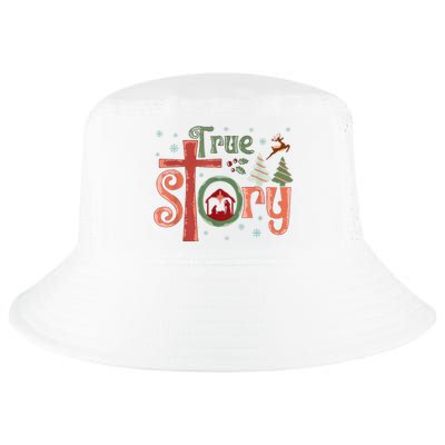 Retro True Story Jesus Christmas Nativity Scene Christian Cool Comfort Performance Bucket Hat