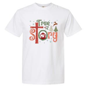 Retro True Story Jesus Christmas Nativity Scene Christian Garment-Dyed Heavyweight T-Shirt