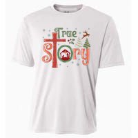 Retro True Story Jesus Christmas Nativity Scene Christian Cooling Performance Crew T-Shirt