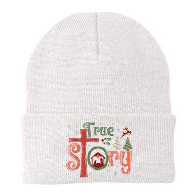 Retro True Story Jesus Christmas Nativity Scene Christian Knit Cap Winter Beanie