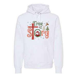 Retro True Story Jesus Christmas Nativity Scene Christian Premium Hoodie