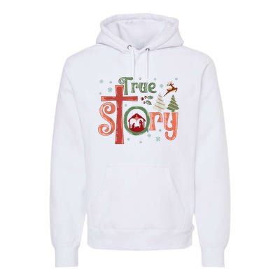 Retro True Story Jesus Christmas Nativity Scene Christian Premium Hoodie