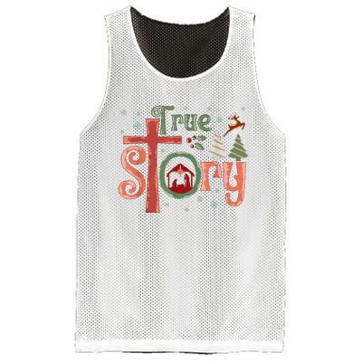 Retro True Story Jesus Christmas Nativity Scene Christian Mesh Reversible Basketball Jersey Tank