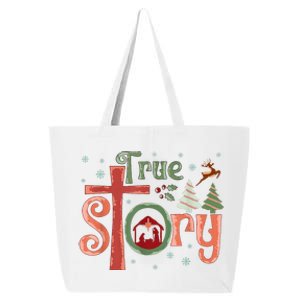 Retro True Story Jesus Christmas Nativity Scene Christian 25L Jumbo Tote