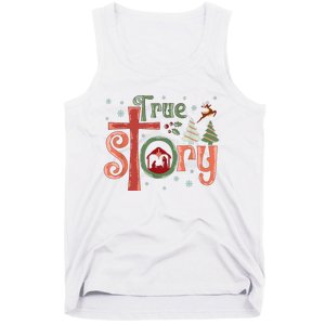 Retro True Story Jesus Christmas Nativity Scene Christian Tank Top