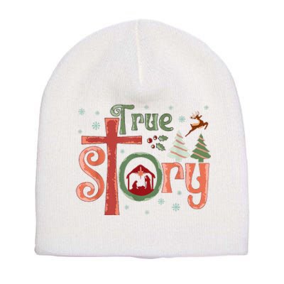 Retro True Story Jesus Christmas Nativity Scene Christian Short Acrylic Beanie