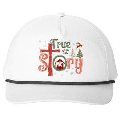 Retro True Story Jesus Christmas Nativity Scene Christian Snapback Five-Panel Rope Hat