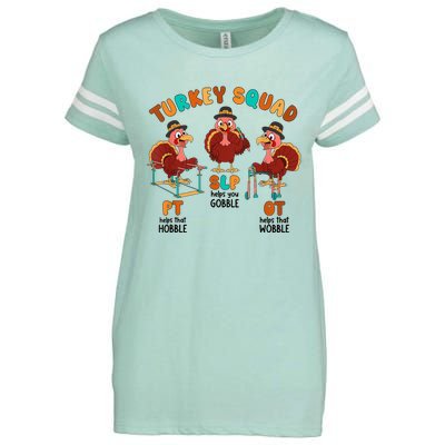 Retro Turkey Squad Thanksgiving Slp Ot Pt Therapy Team Enza Ladies Jersey Football T-Shirt