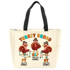 Retro Turkey Squad Thanksgiving Slp Ot Pt Therapy Team Zip Tote Bag