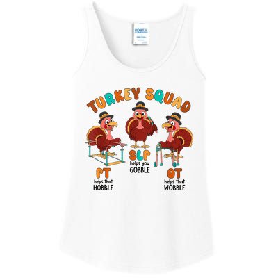 Retro Turkey Squad Thanksgiving Slp Ot Pt Therapy Team Ladies Essential Tank