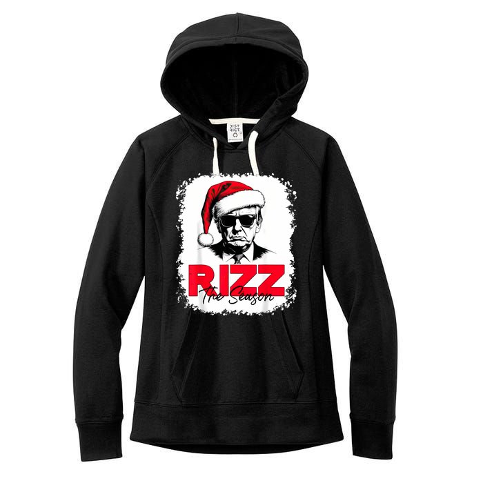 Rizz The Season Cool Santa Trump Christmas Women's Fleece Hoodie