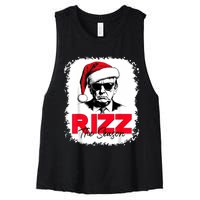 Rizz The Season Cool Santa Trump Christmas Women's Racerback Cropped Tank