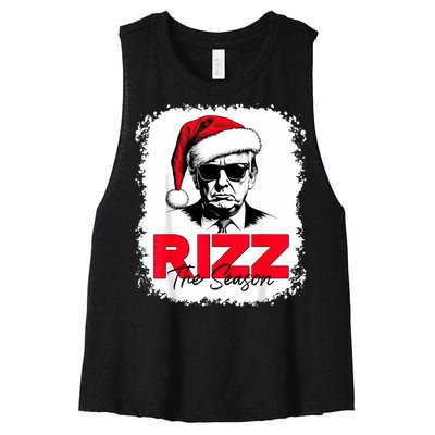 Rizz The Season Cool Santa Trump Christmas Women's Racerback Cropped Tank