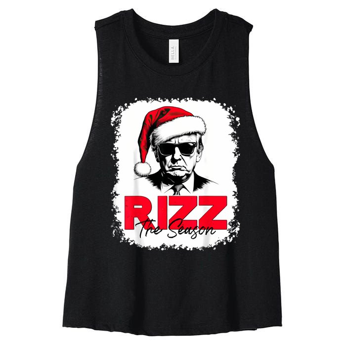 Rizz The Season Cool Santa Trump Christmas Women's Racerback Cropped Tank