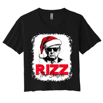 Rizz The Season Cool Santa Trump Christmas Women's Crop Top Tee