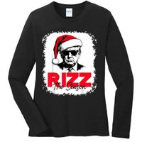 Rizz The Season Cool Santa Trump Christmas Ladies Long Sleeve Shirt