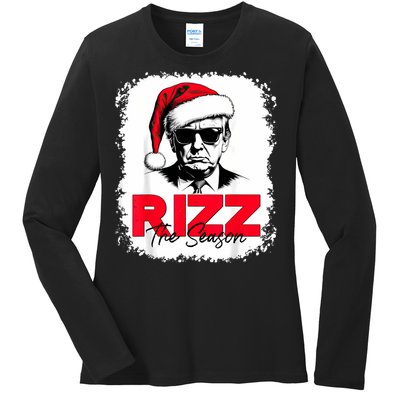 Rizz The Season Cool Santa Trump Christmas Ladies Long Sleeve Shirt