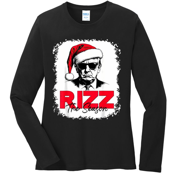 Rizz The Season Cool Santa Trump Christmas Ladies Long Sleeve Shirt