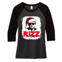 Rizz The Season Cool Santa Trump Christmas Women's Tri-Blend 3/4-Sleeve Raglan Shirt