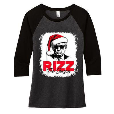 Rizz The Season Cool Santa Trump Christmas Women's Tri-Blend 3/4-Sleeve Raglan Shirt