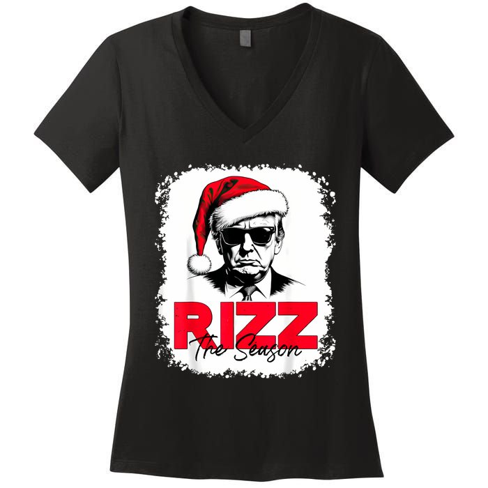 Rizz The Season Cool Santa Trump Christmas Women's V-Neck T-Shirt