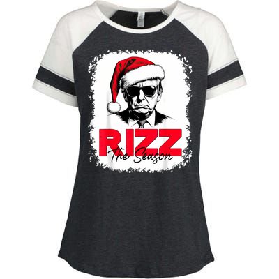 Rizz The Season Cool Santa Trump Christmas Enza Ladies Jersey Colorblock Tee