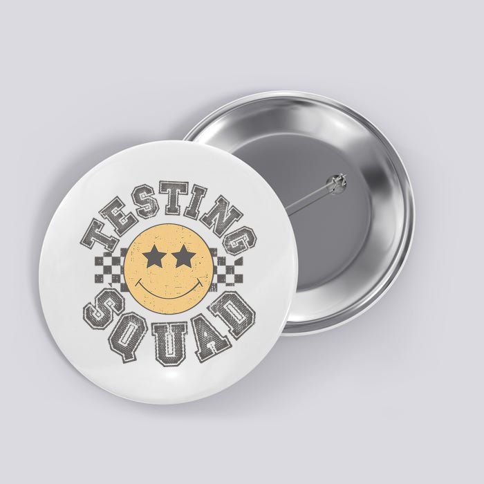 Retro Testing Squad Test Day Smile Face Teacher Student Button